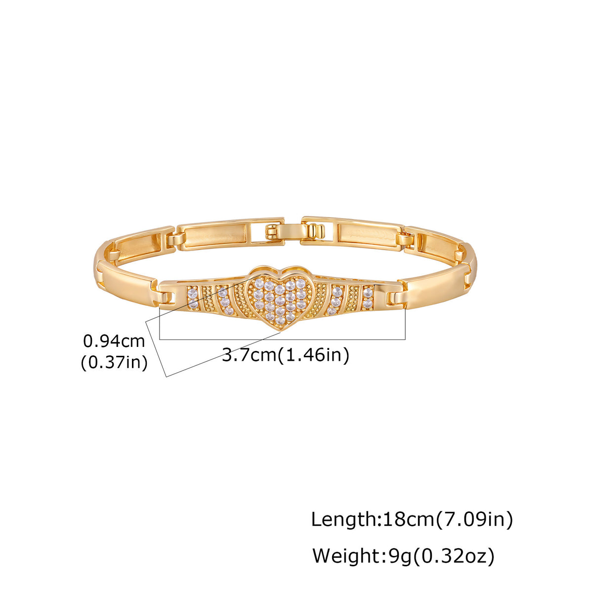 Heart Zircon Copper Bracelet