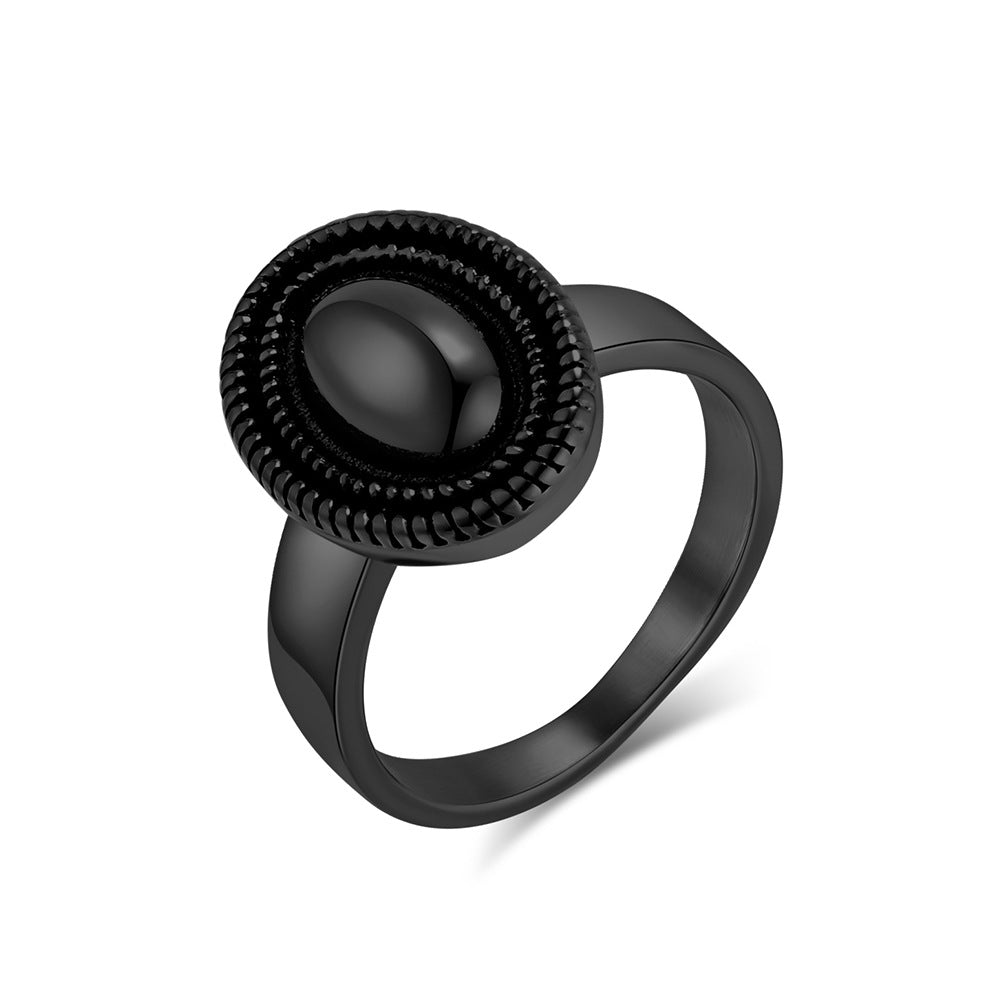 Planderful Titanium Ring For Women Twist Edge Mirror Oval Personalized Jewelry High Fashion