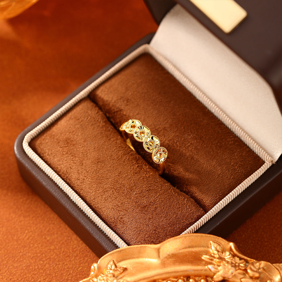 Planderful S925 Sterling Silver Broken Ice Coin Ring For Women Adjustable Light Luxury Index Finger Ring