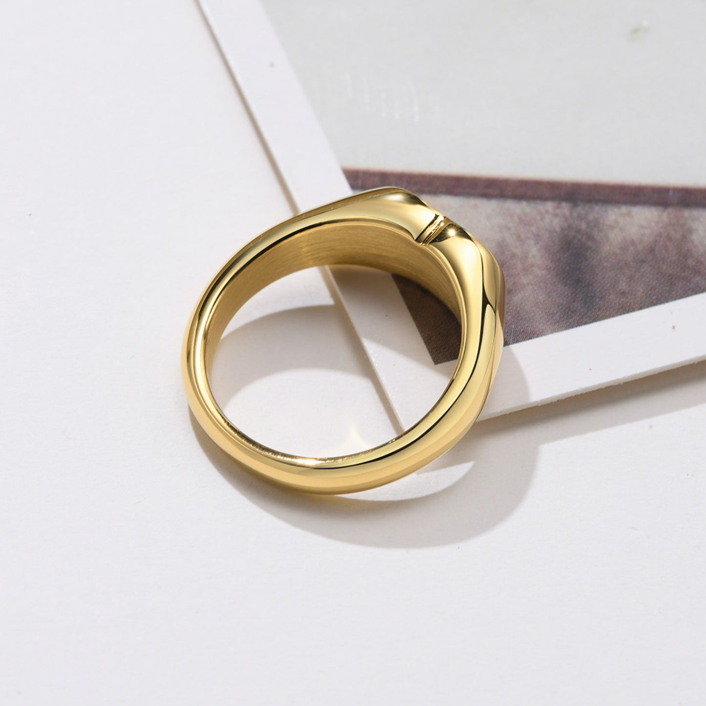 European And American Ins Style Jewelry Ring Heart-Shaped Epoxy Women's Ring Stainless Steel Electroplated 18K Gold