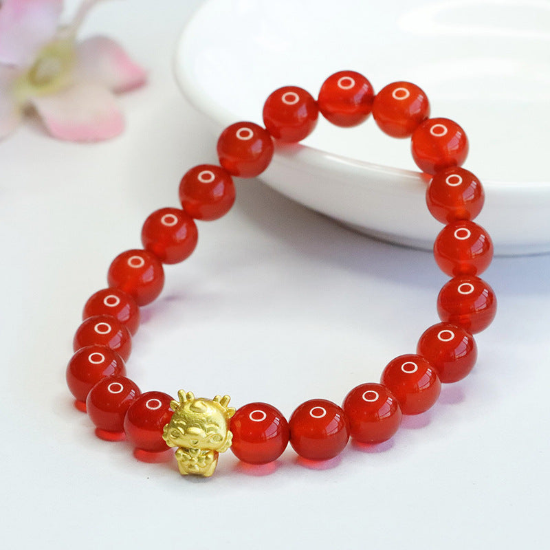 Zodiac Dragon Red Agate Bracelet - Sterling Silver Fortune's Favor Collection