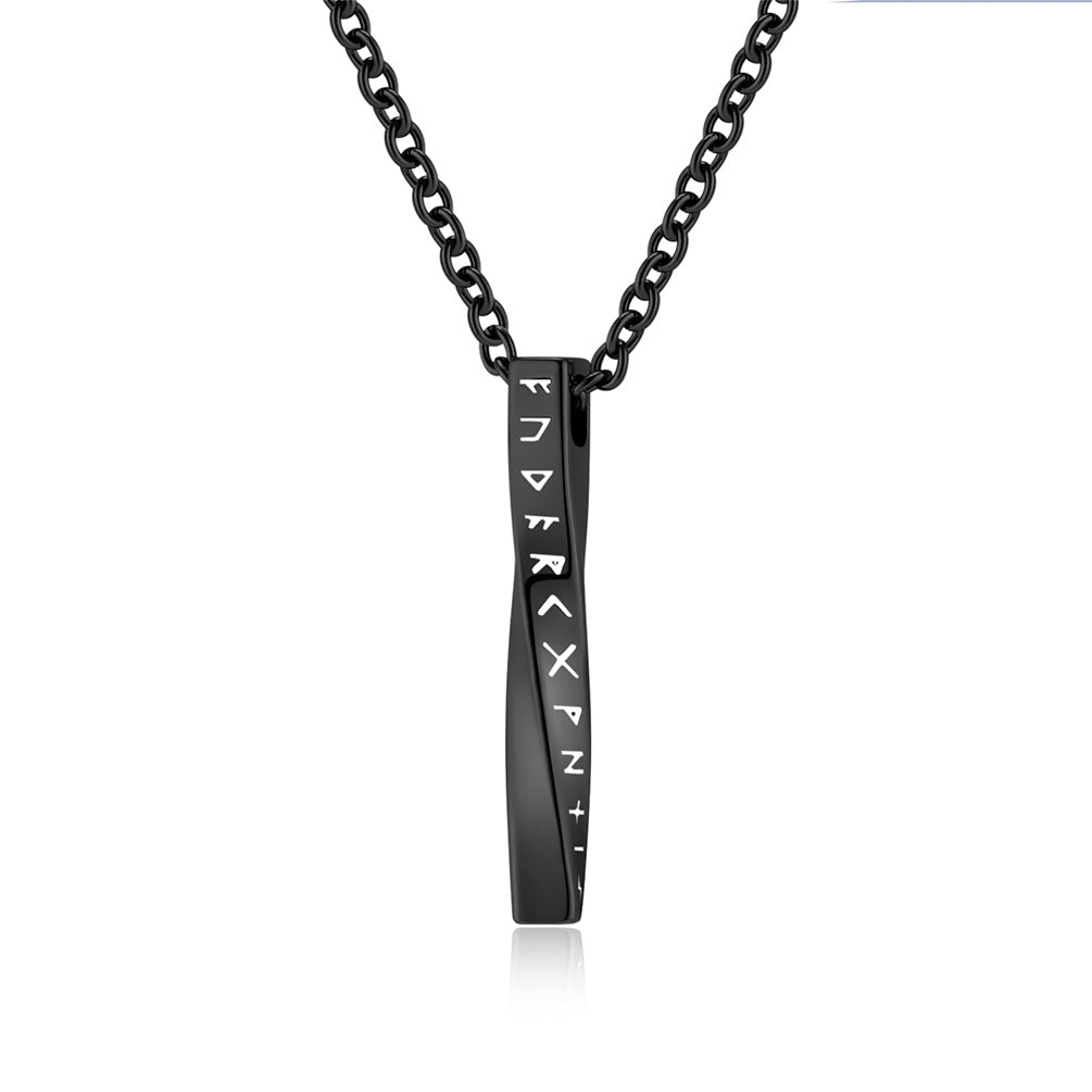 Nordic Viking Text Mobius Titanium Steel Necklace for All