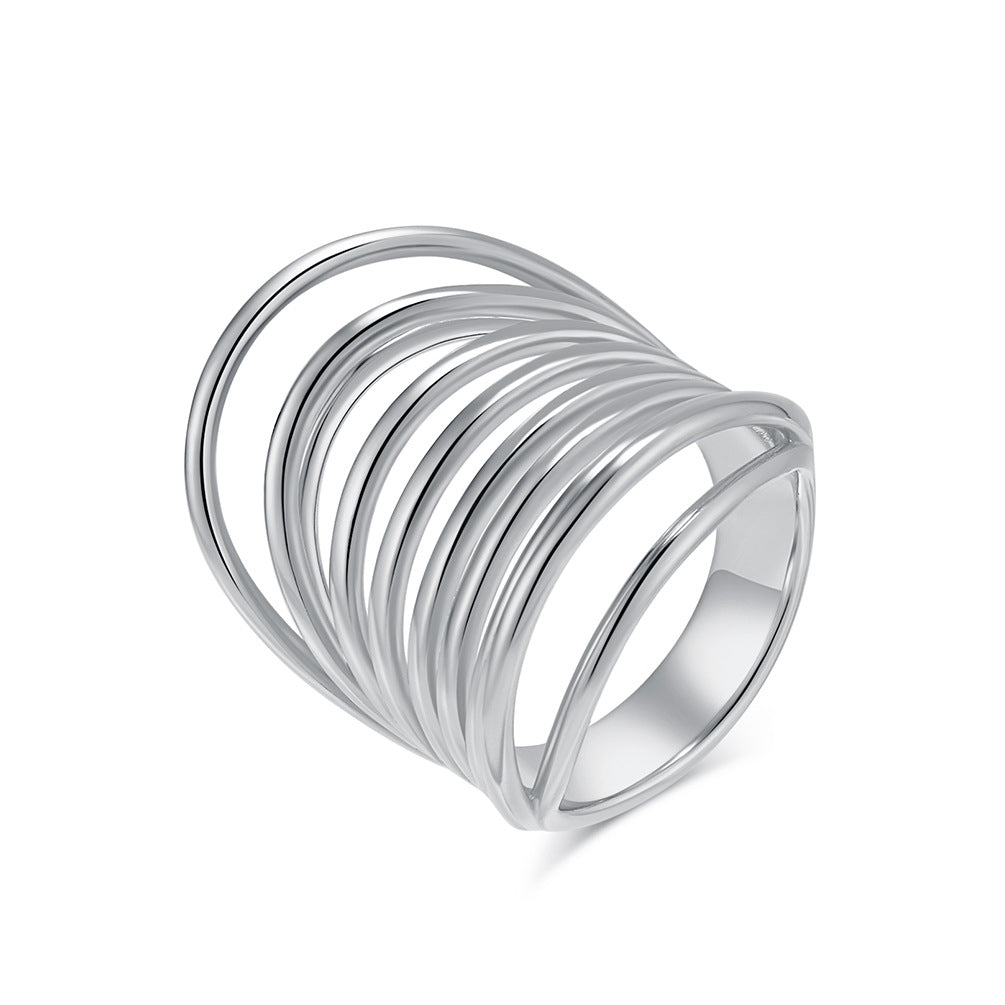 Planderful Gold Plated Titanium Steel Ring For Women Luxurious Statement Jewelry Size 6 11