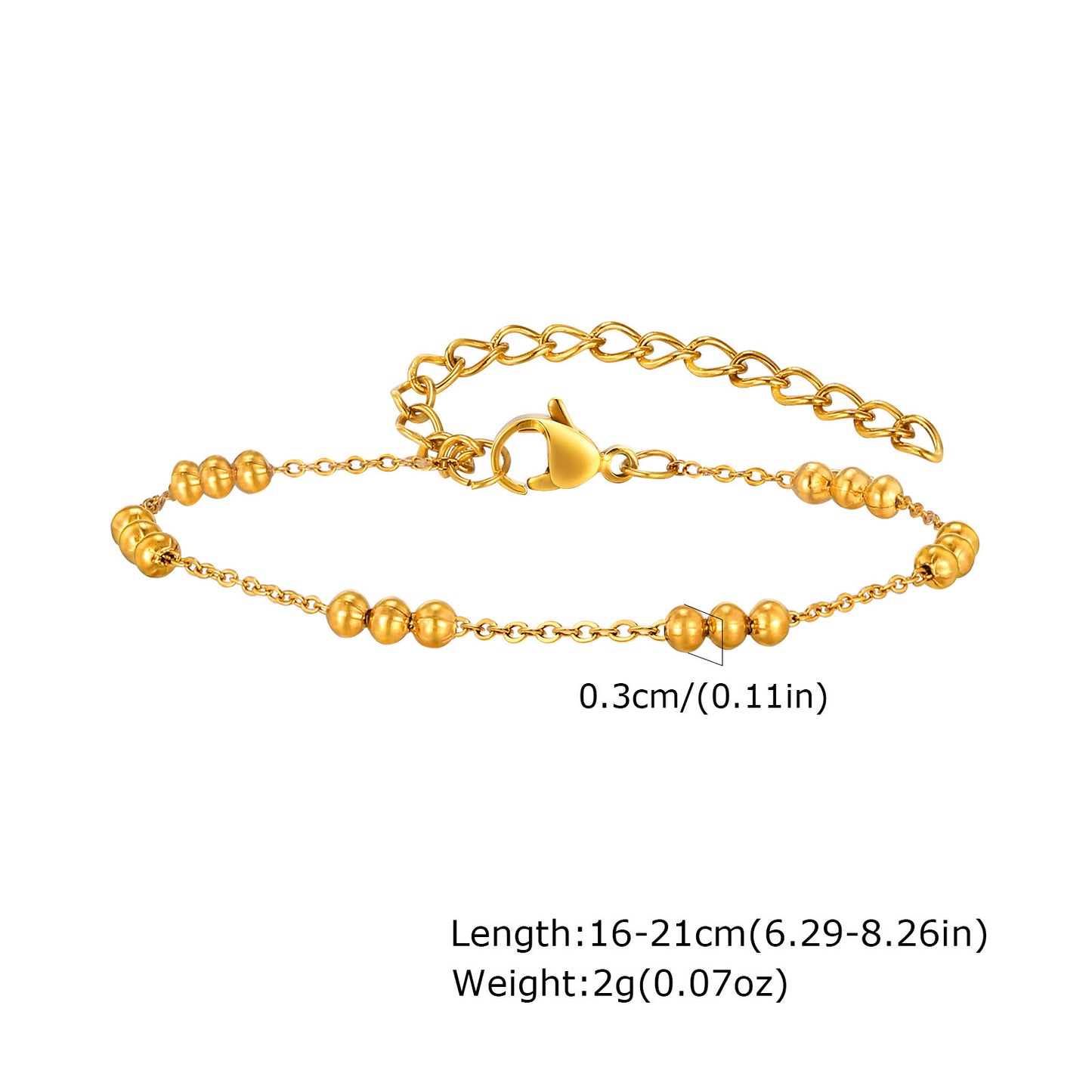 Jewelry Fashion Stainless Steel Beaded Bracelet Gold Necklace