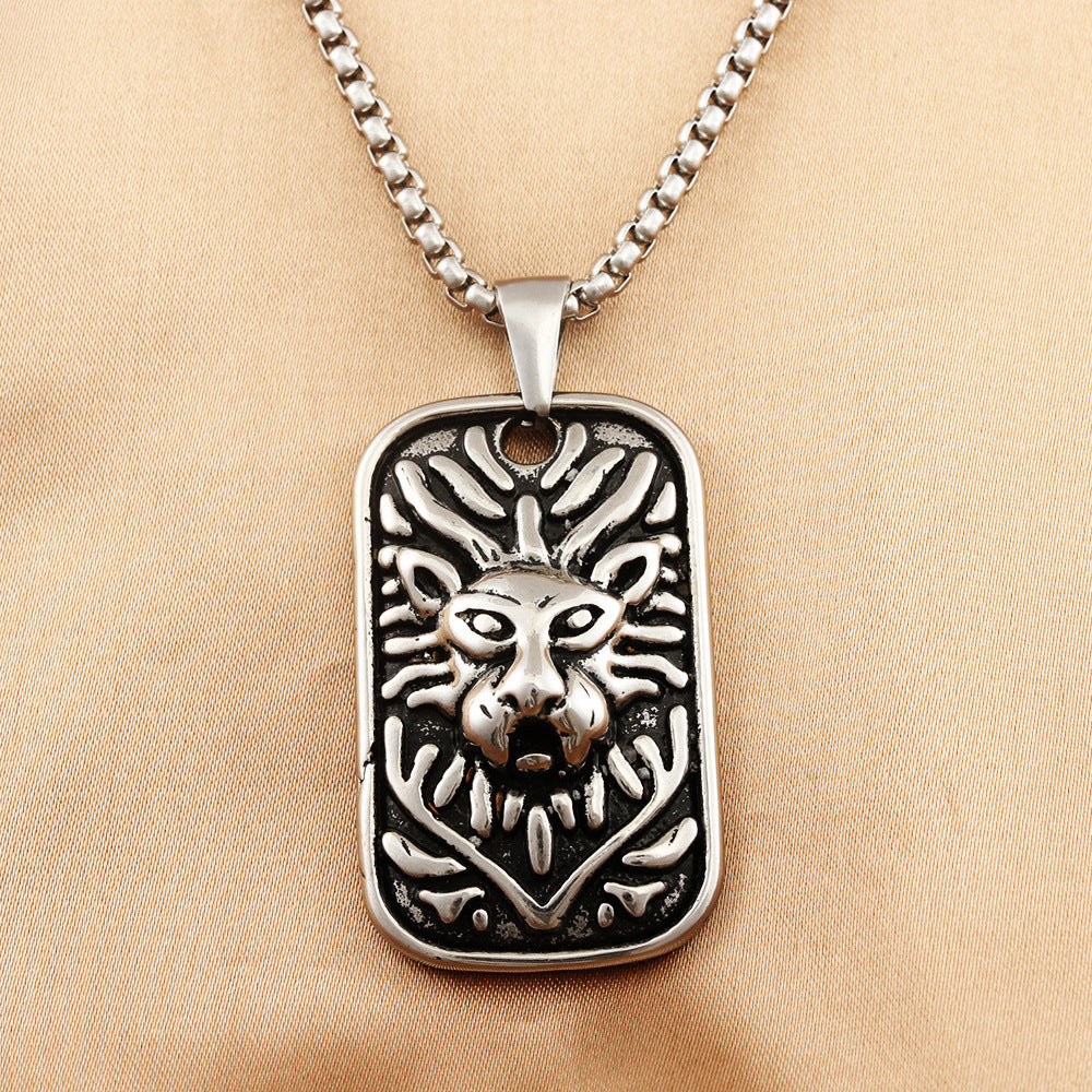 European And American Stainless Steel Lion Pendant Necklace