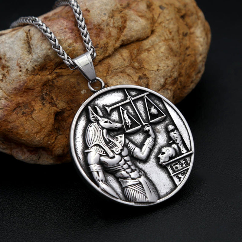 Egyptian Anubis Stainless Steel Men's Pendant Necklace