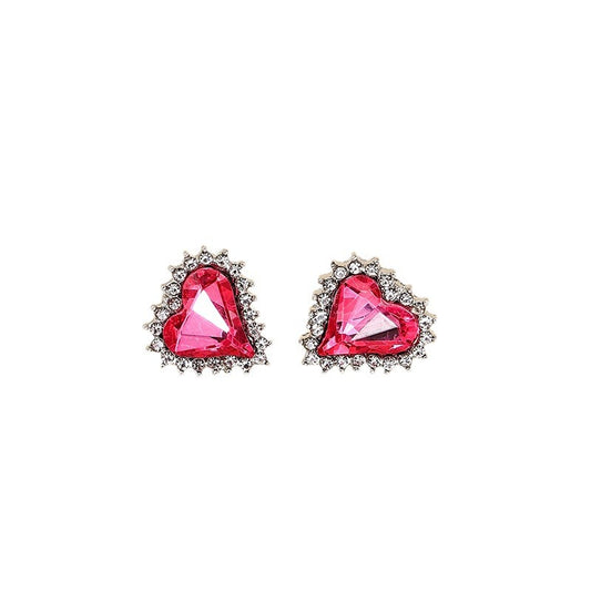 Exquisite Love Studded Heart Earrings - Vienna Verve Collection.