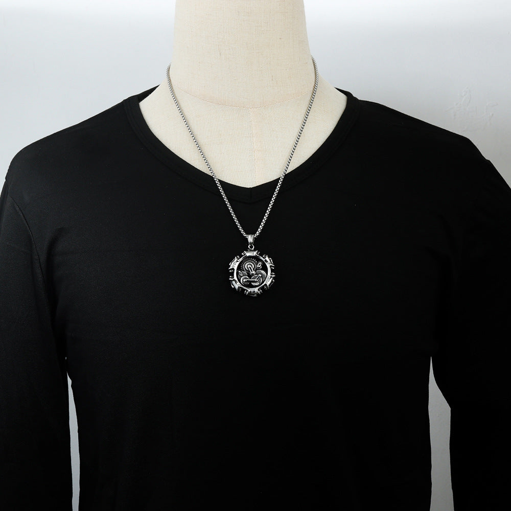 European And American Stainless Steel Gear Pendant Necklace