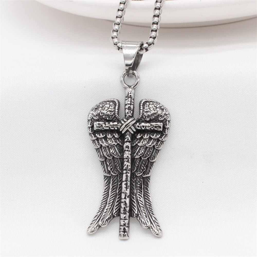 Planderful Everyday Genie – Foreign Trade Jewelry Wholesale Cross Feather Pendant for Men