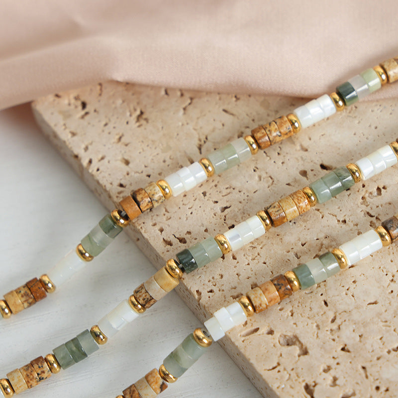 Luxury Handmade Natural Stone Beaded Necklace by Planderful - Autumn/Winter Collection