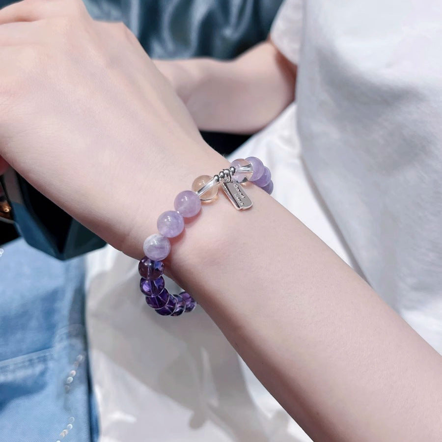 Good Luck Amethyst Bracelet for Women - Sterling Silver Fantasy Lavender Gem Bracelet