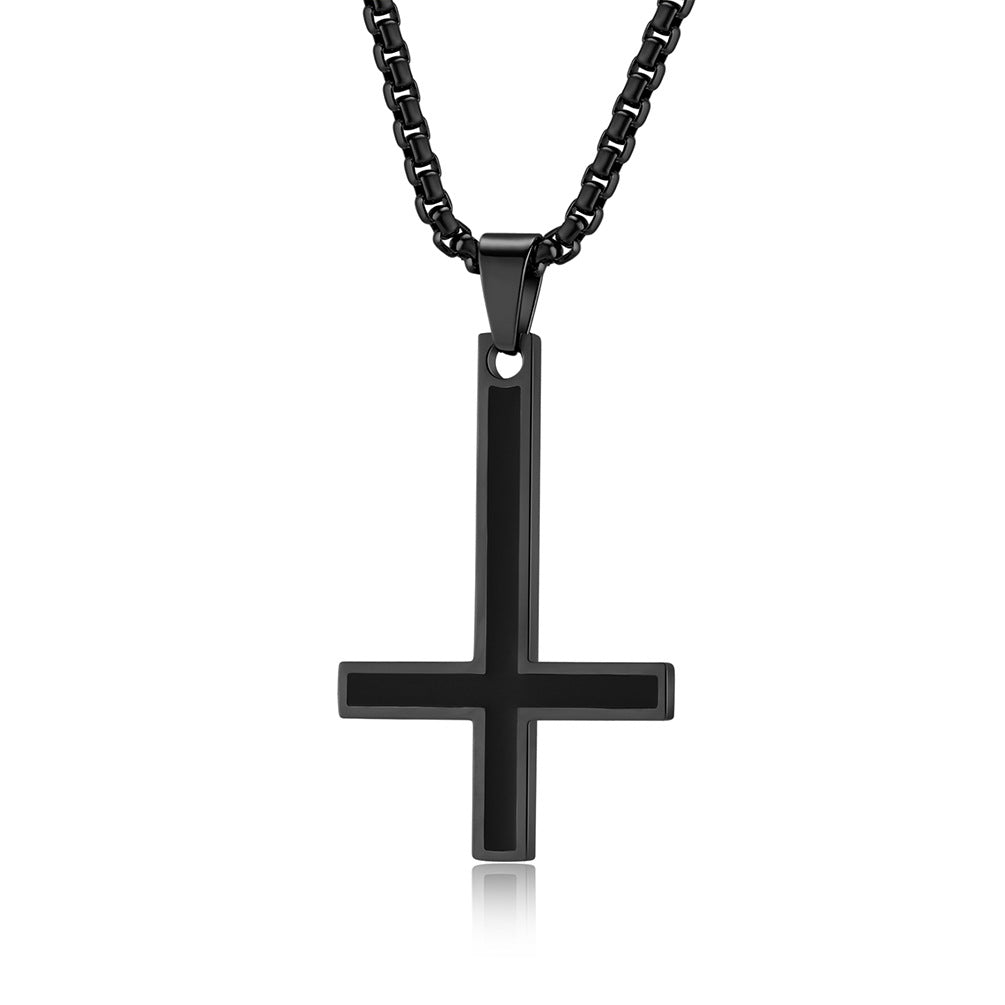 Steel Necklace – Vintage Inverted Cross Pendant