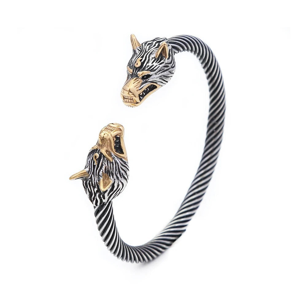 Viking Wolf Stainless Steel Men's Bracelet