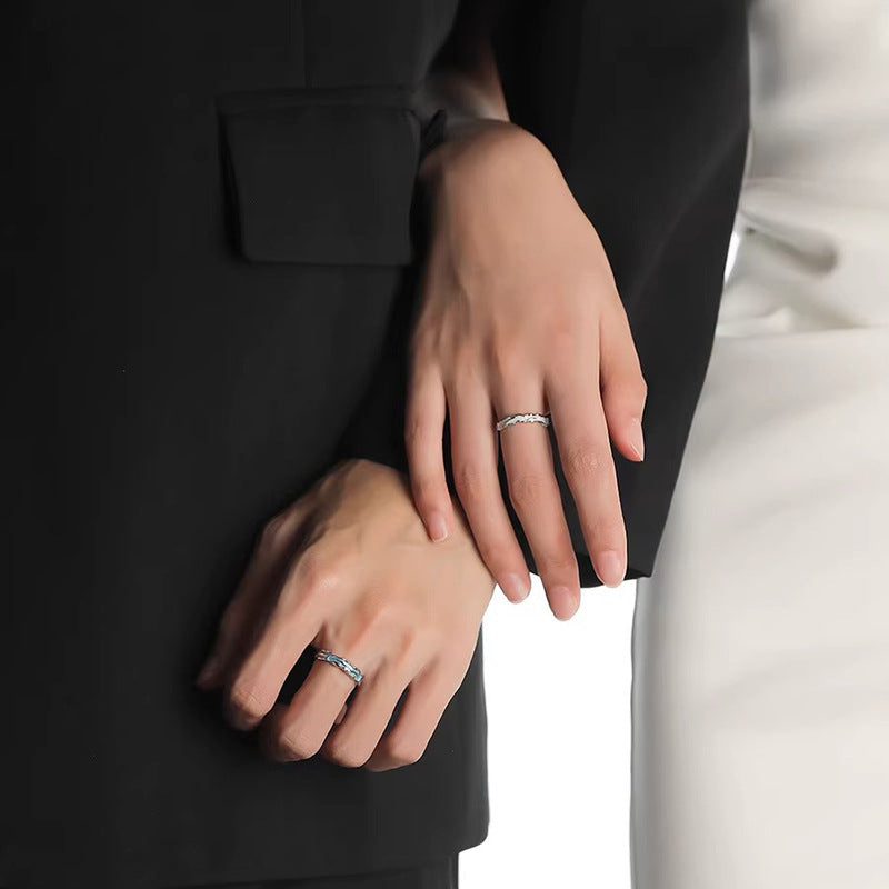 Sterling Silver Couple Ring 925 Adjustable Fit For Him And Her Festival Gift By Planderful