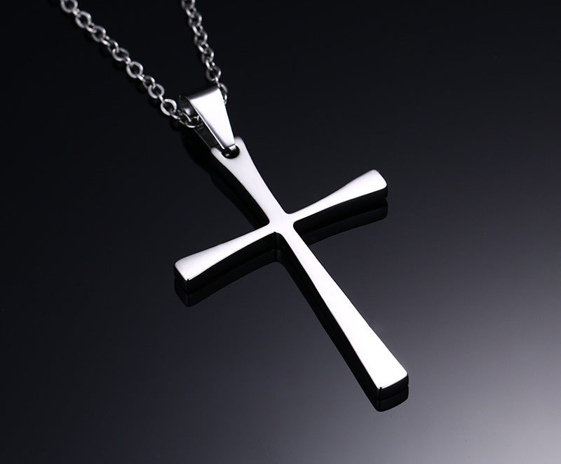 Korean Version Jewelry Simple Cross Necklace Pendant Titanium Steel for Men
