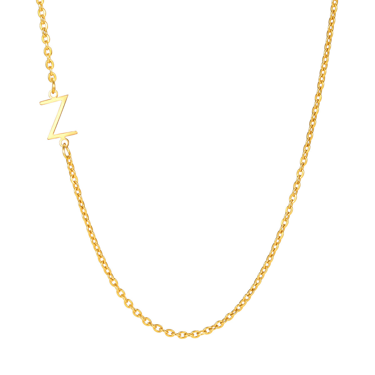 Stainless Steel Flat Cross Chain Letter Necklace Gold Collarbone Chain Letter