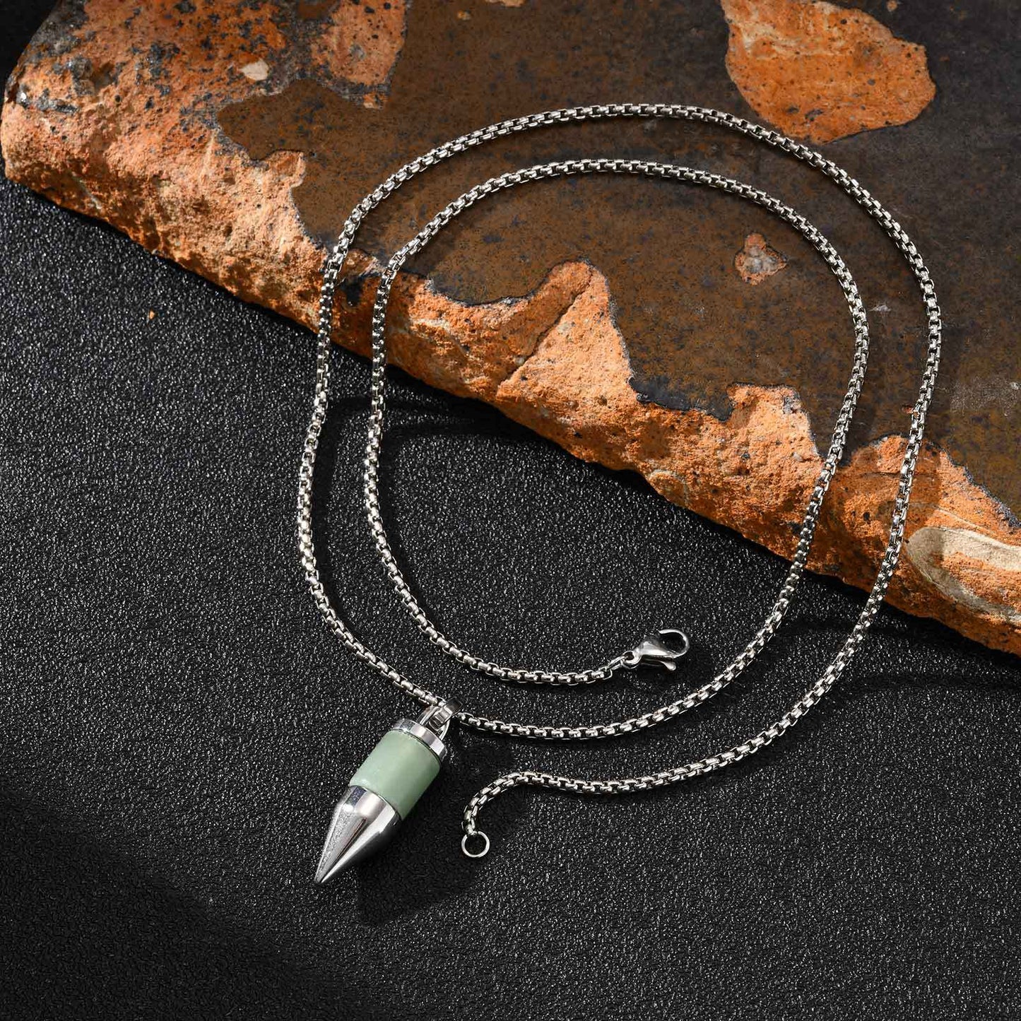 Planderful Mens Pendant Necklace Round Bullet Gemstones