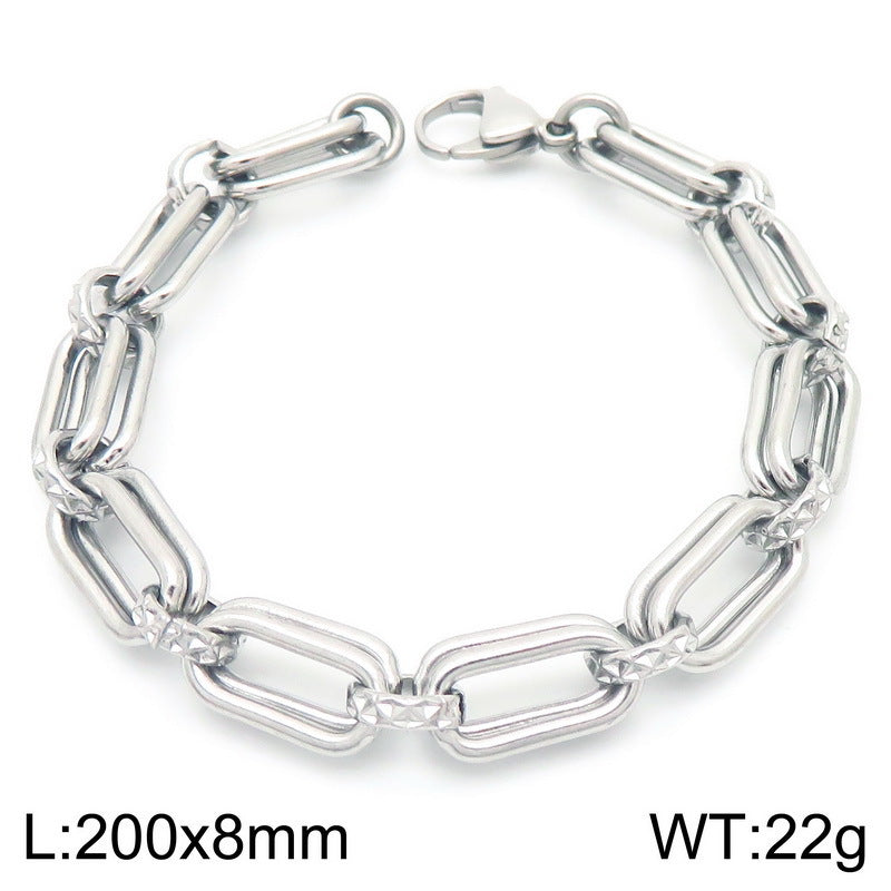 Planderful Men Stainless Steel Bracelet Double O Chain