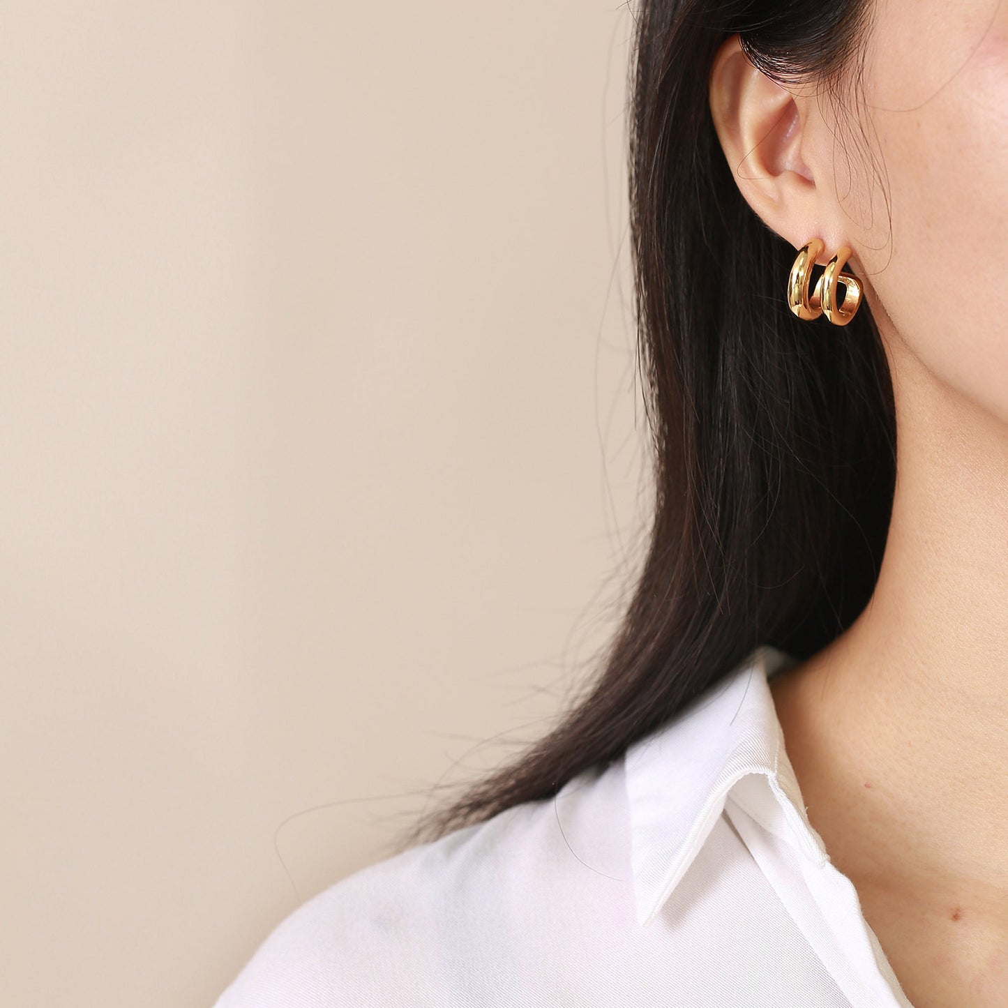 Stainless Steel Geometric Asymmetric Earrings for Women