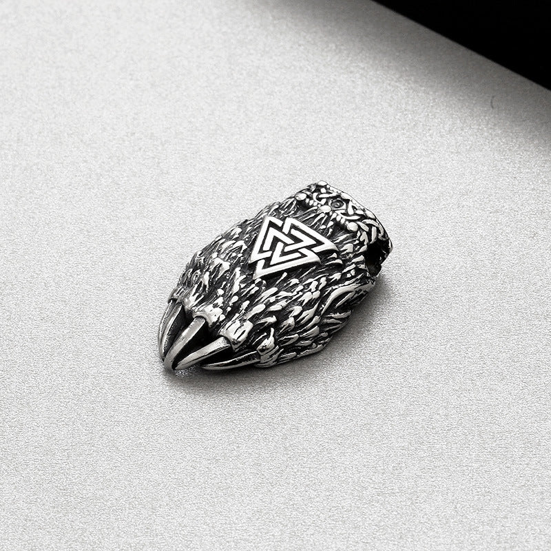Nordic Viking Odin Bear Paw Pendant - Retro Stainless Steel Men's Accessory