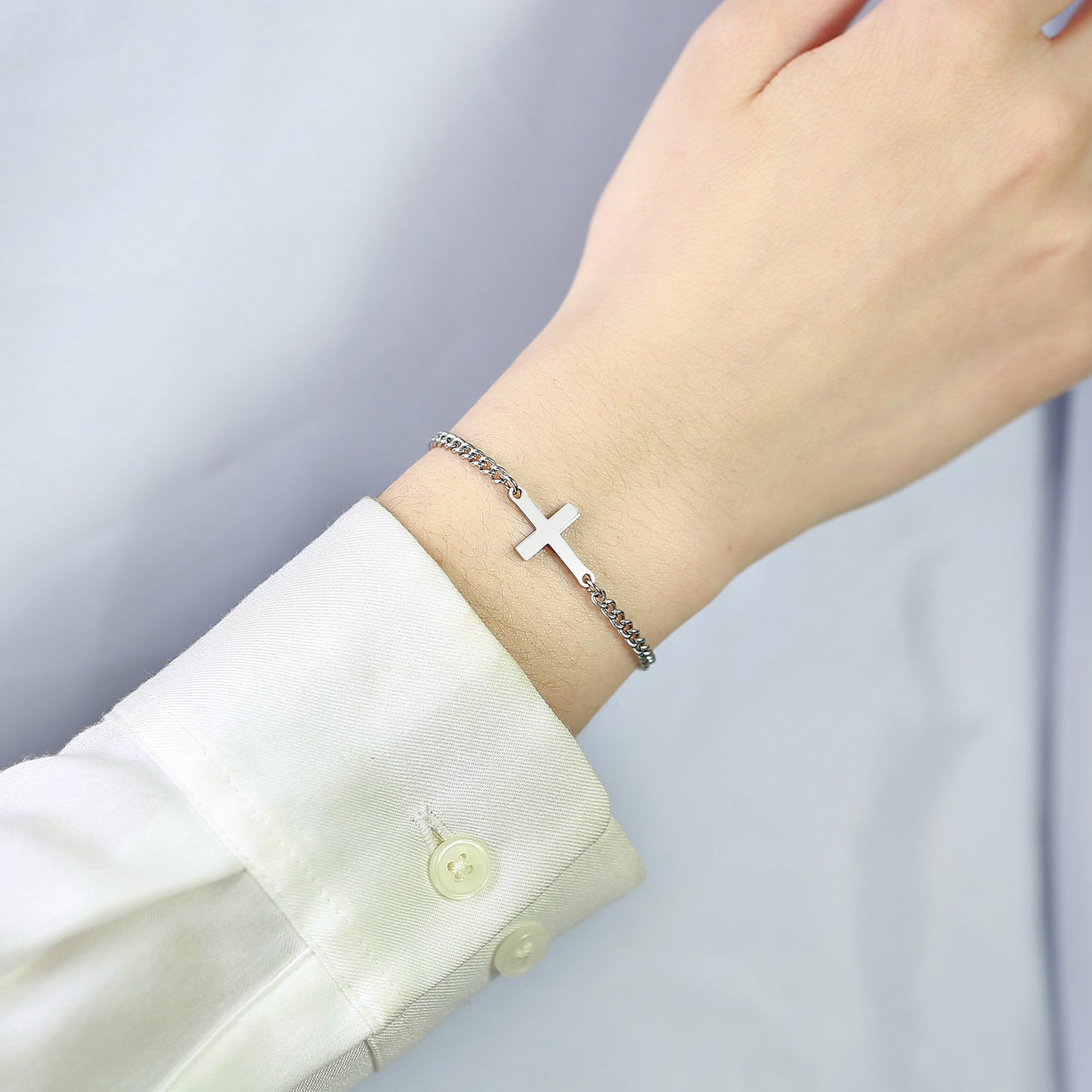 Stainless Steel Cross Women's Bracelet Gold Steel Color Simple