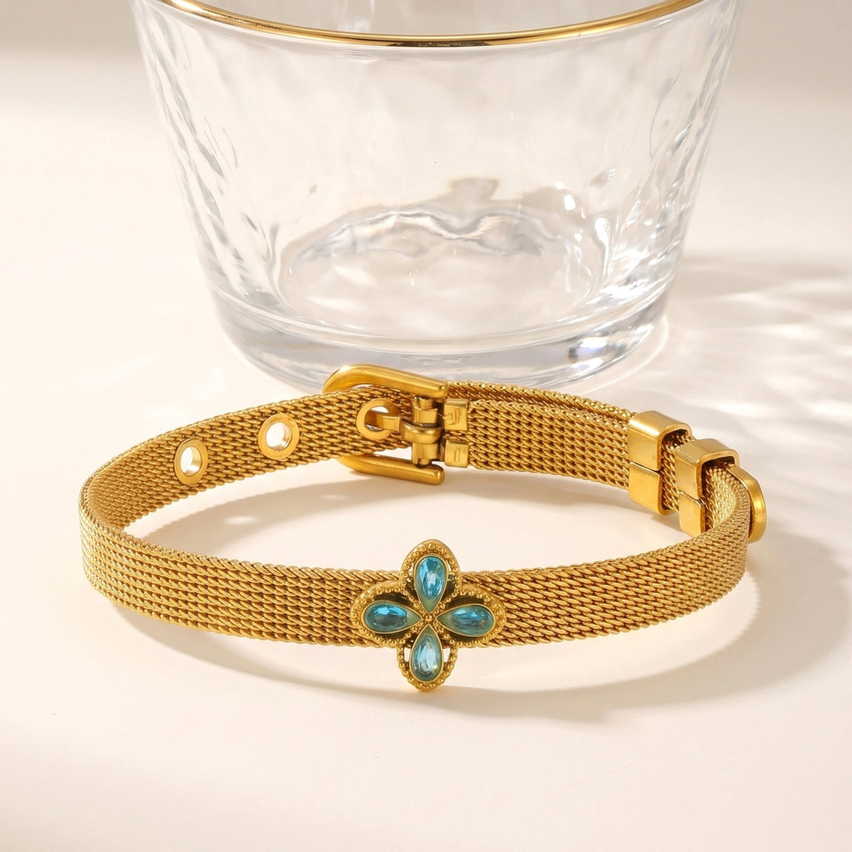 Arrivals And Four-Leaf Clover Stainless Steel Bracelet