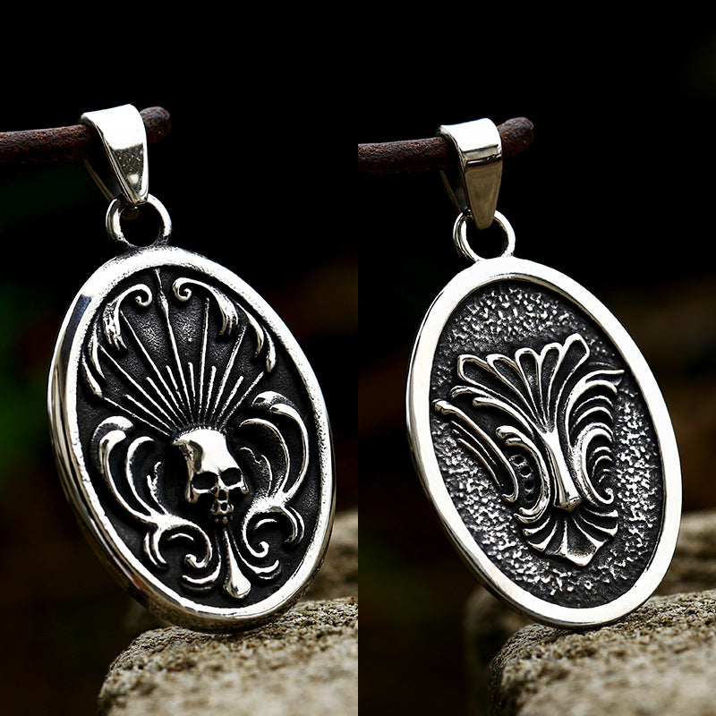 Retro Stainless Steel Skull Pendant for Men - European and American Inspired Titanium Jewelry