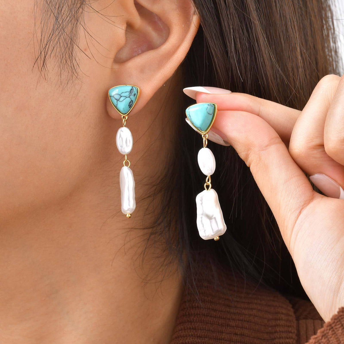 Stainless Steel Pearl Vintage Earrings