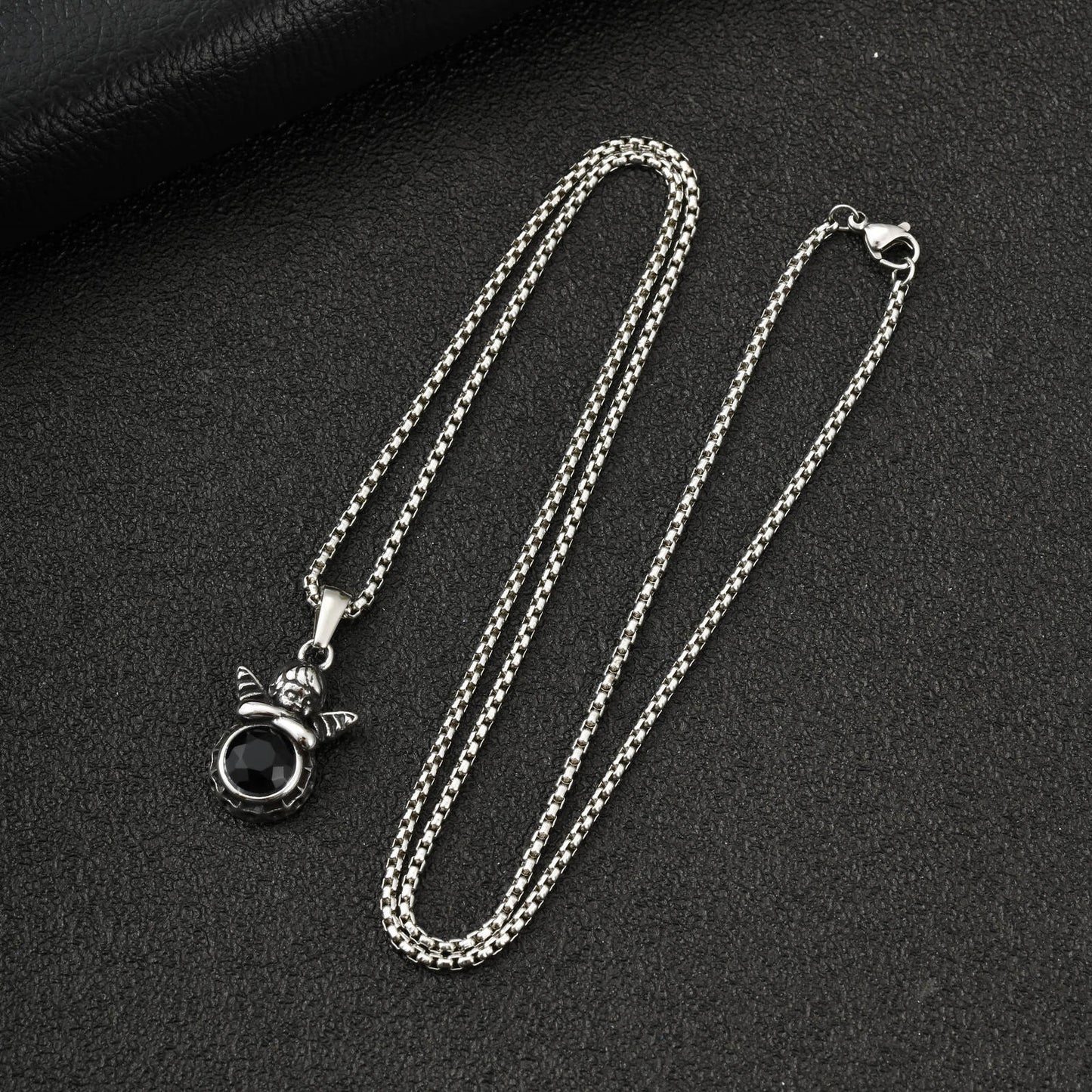 Europe & The United States Stainless Steel Angel Tiger's Eye Stone Women's Hip-Hop Necklace