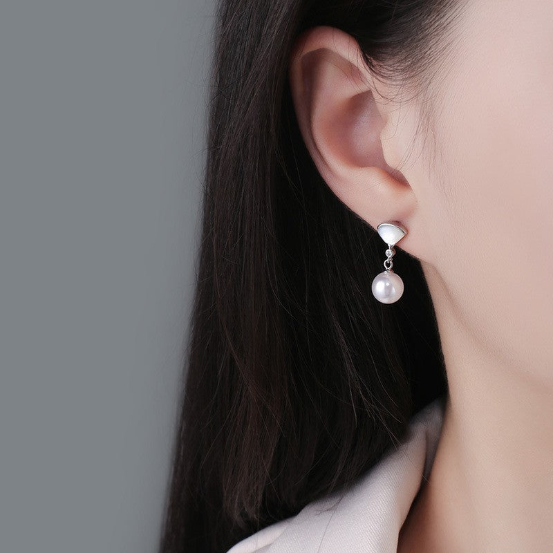 Pearl Fan 925 Sterling Silver Women's Earrings