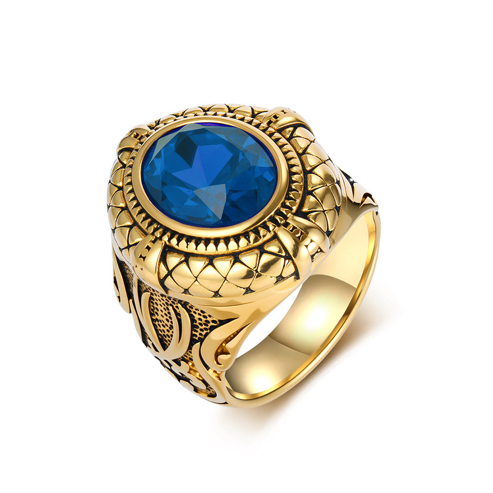 Zulfikar Sword Stainless Steel Gemstone Ring Men's Stainless Steel