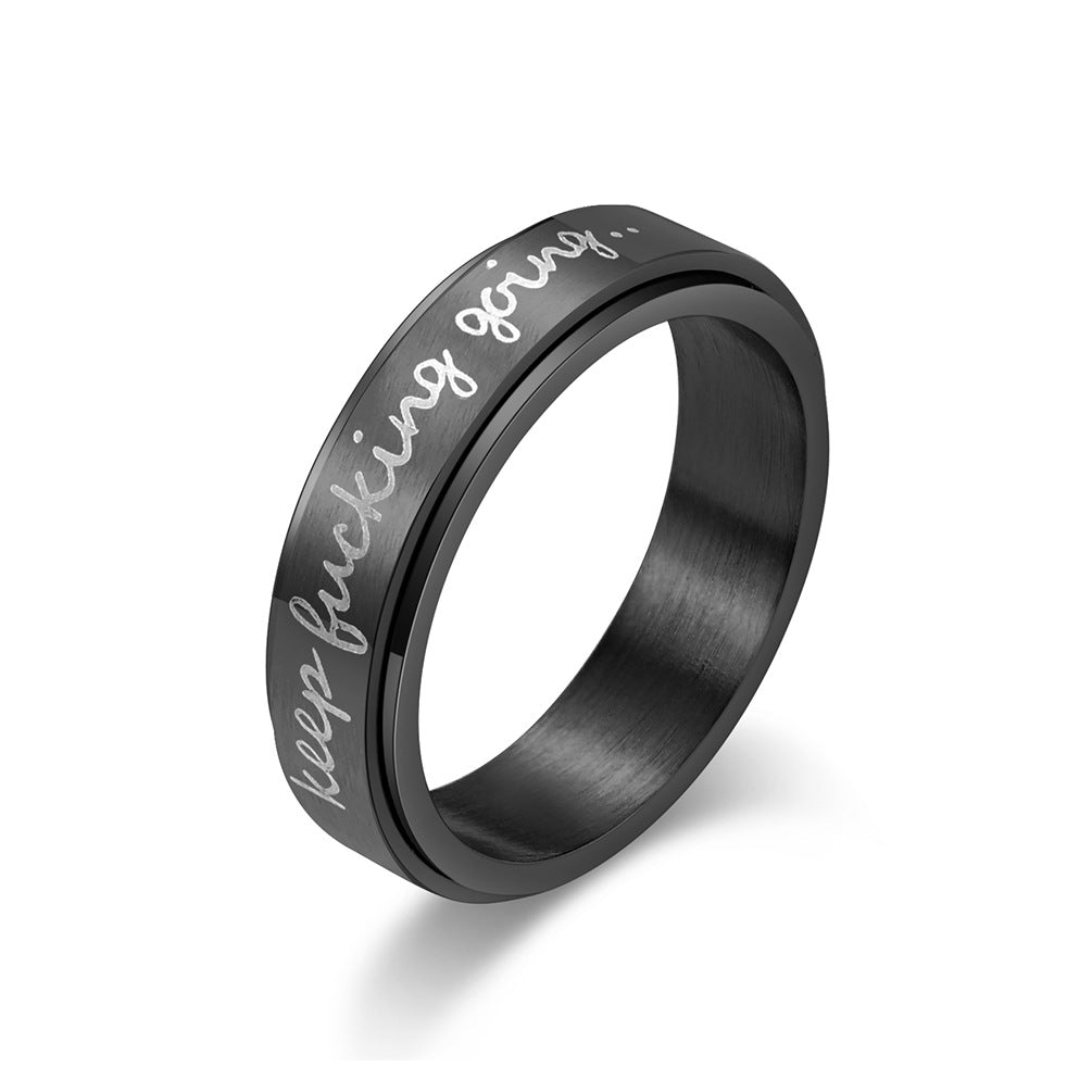 Inspirational Rotatable Titanium Steel Ring for Men