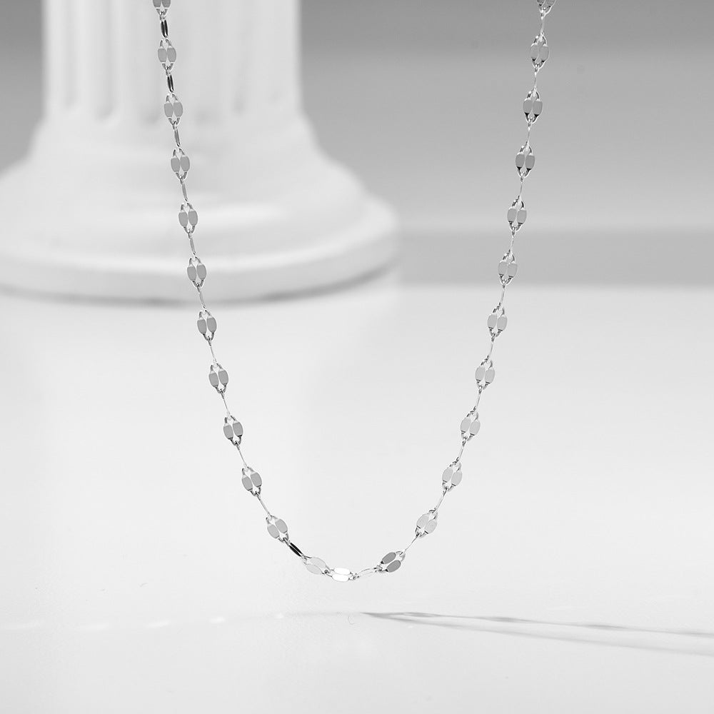 S925 Silver-Plated 18k Gold Tile Plain Chain Necklace Sense Wind Versatile Basic Necklace