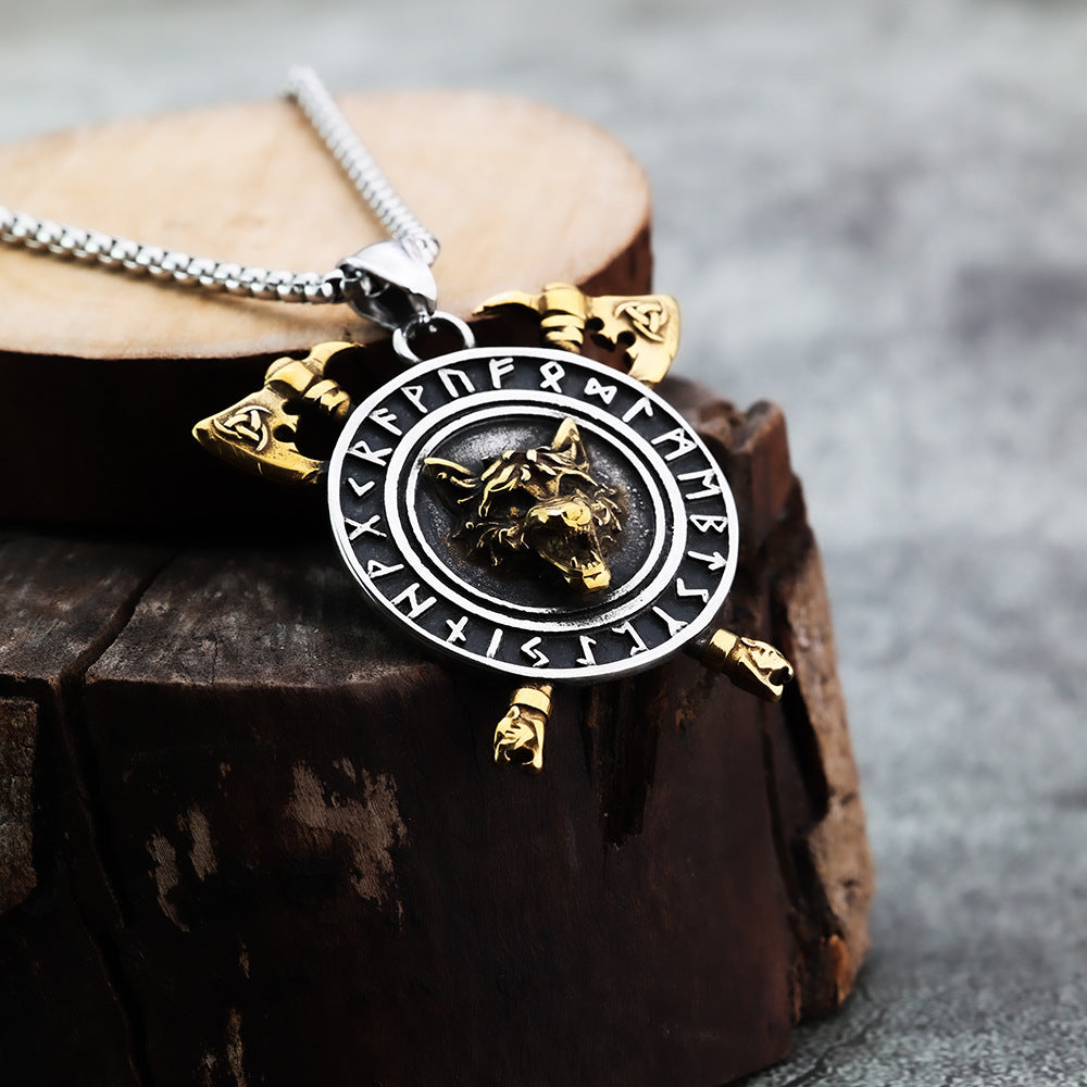 European and American Style Nordic Viking Rune Wolf Pendant