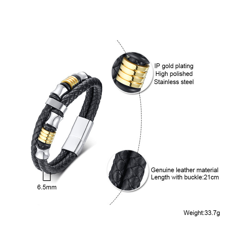 Cross-Border Jewelry Bracelet Men's Woven Leather Rope