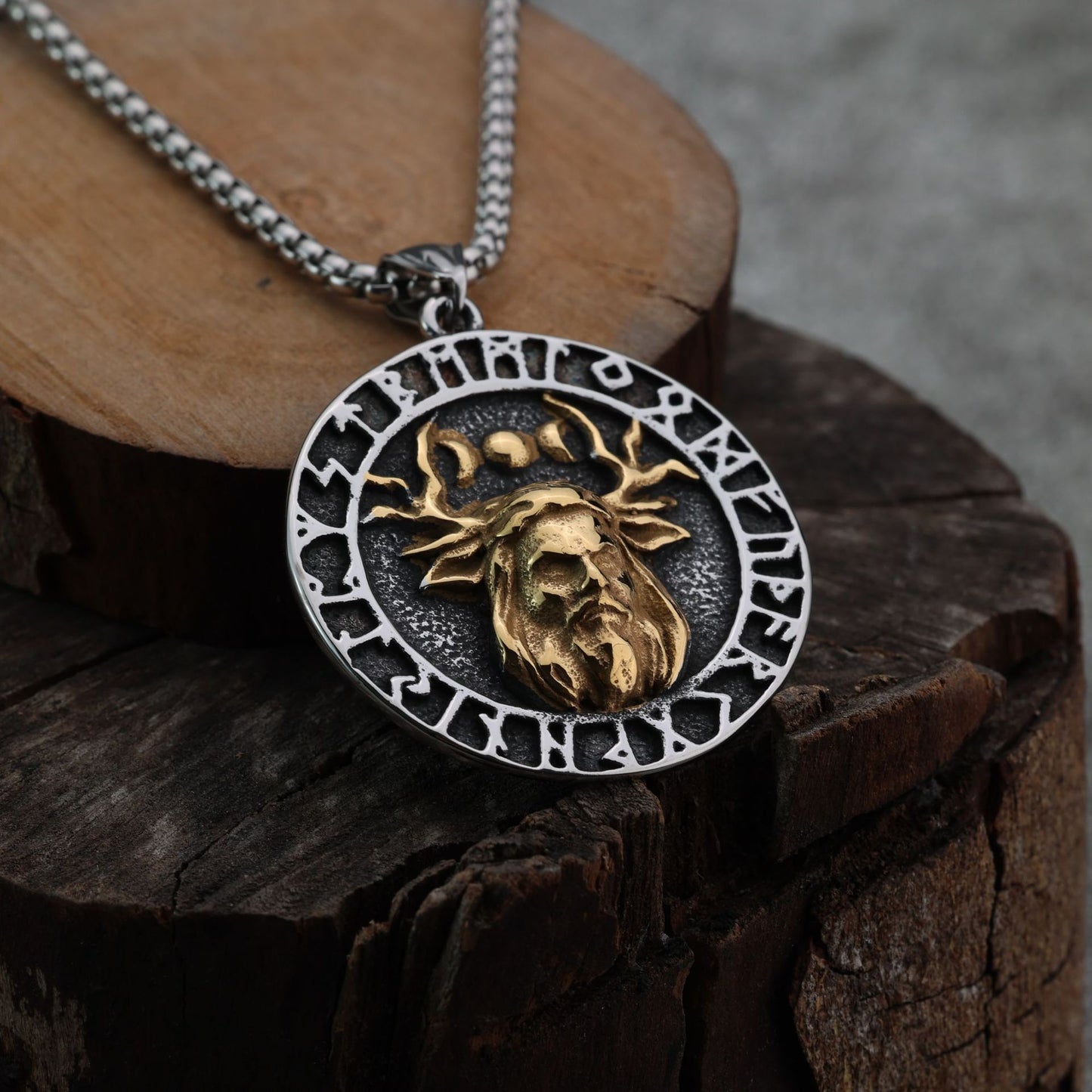 Nordic Viking Odin Star Moon Rune Men's Pendant Jewelry