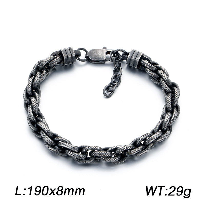 With Extension Chain Bracelet – Beating Pattern Handmade Twist Chain Men's Stainless