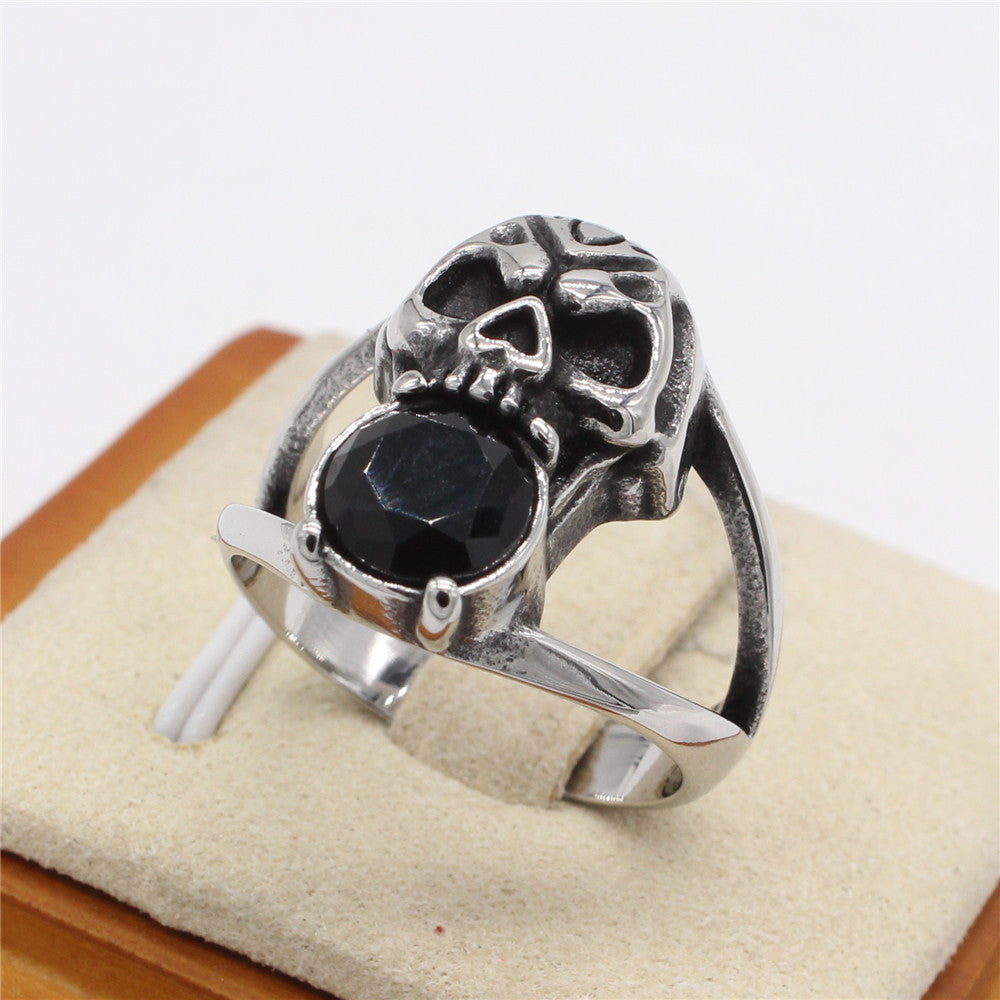 Planderful Titanium Steel Skull Ring For Men And Unisex Jewelry Bold Retro Statement Protection