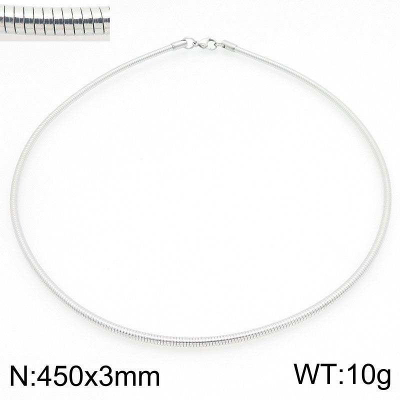 Round Stainless Steel Snake Bone Collar – Minimalist Gold Women's Necklace