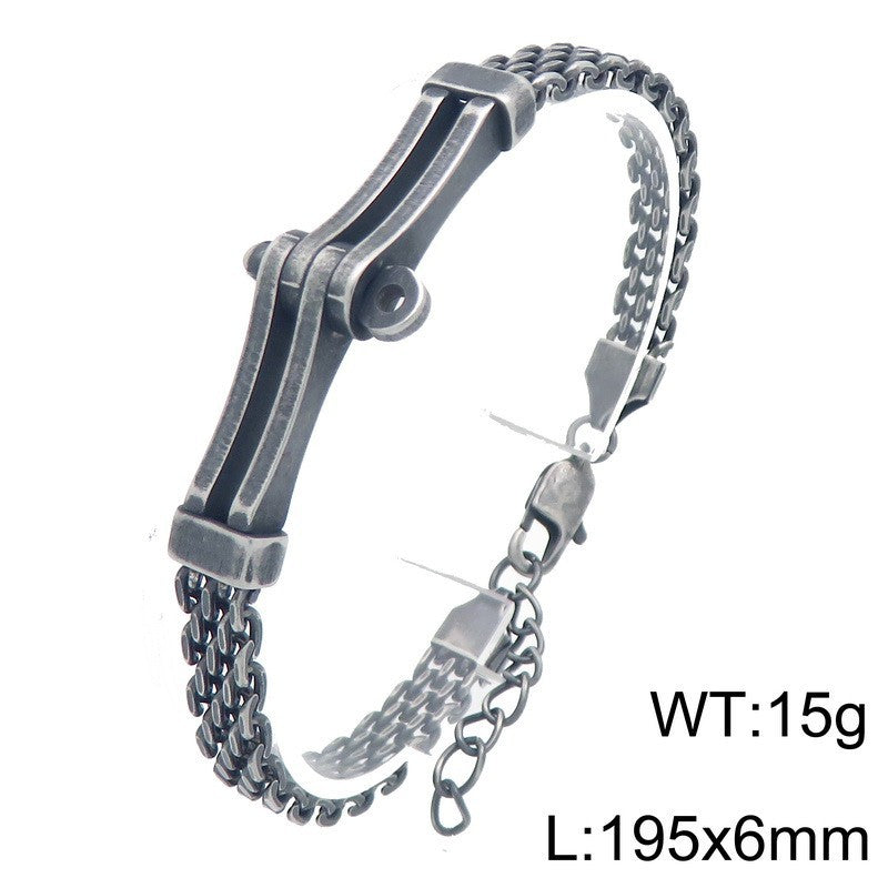 Hip-Hop Cool Locomotive Bracelet – Punk Bike Chain – Curved Mesh Chain Belt Extension