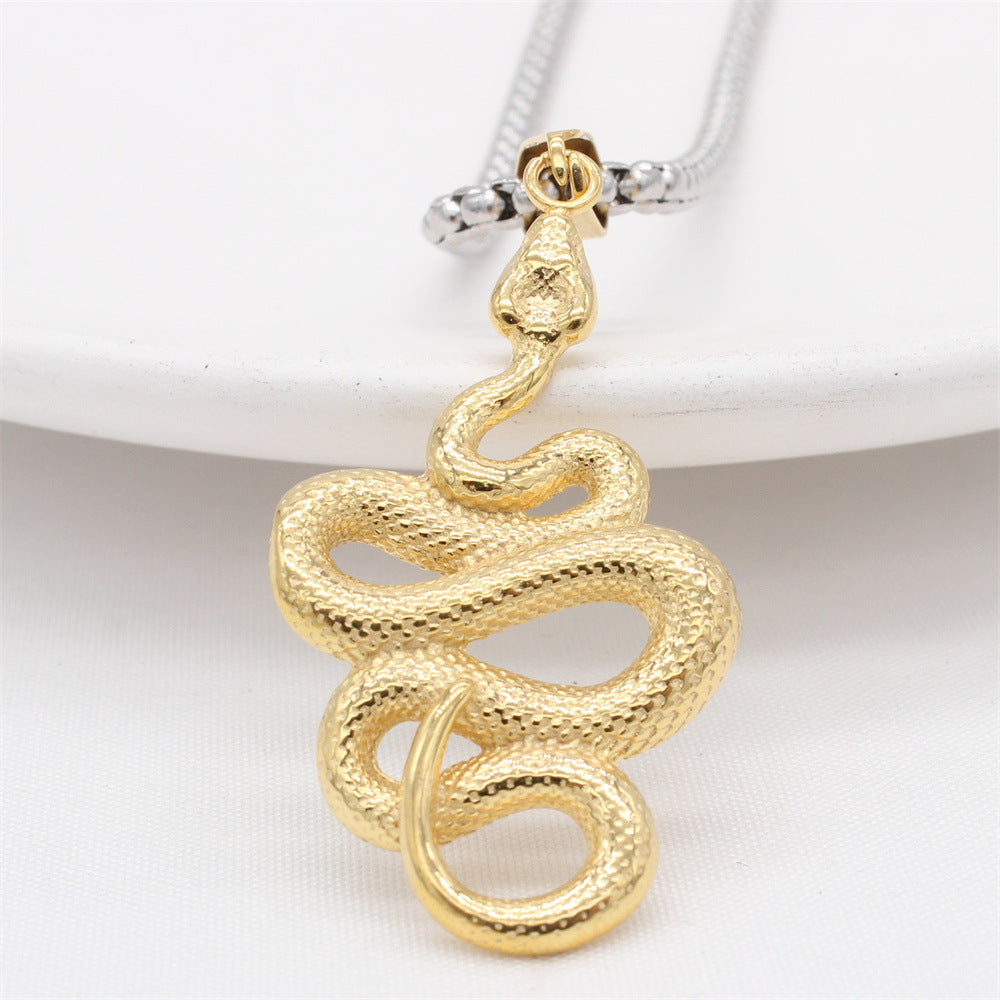 Titanium Steel Snake Pendant For Men And Women Bold Statement Necklace By Planderful