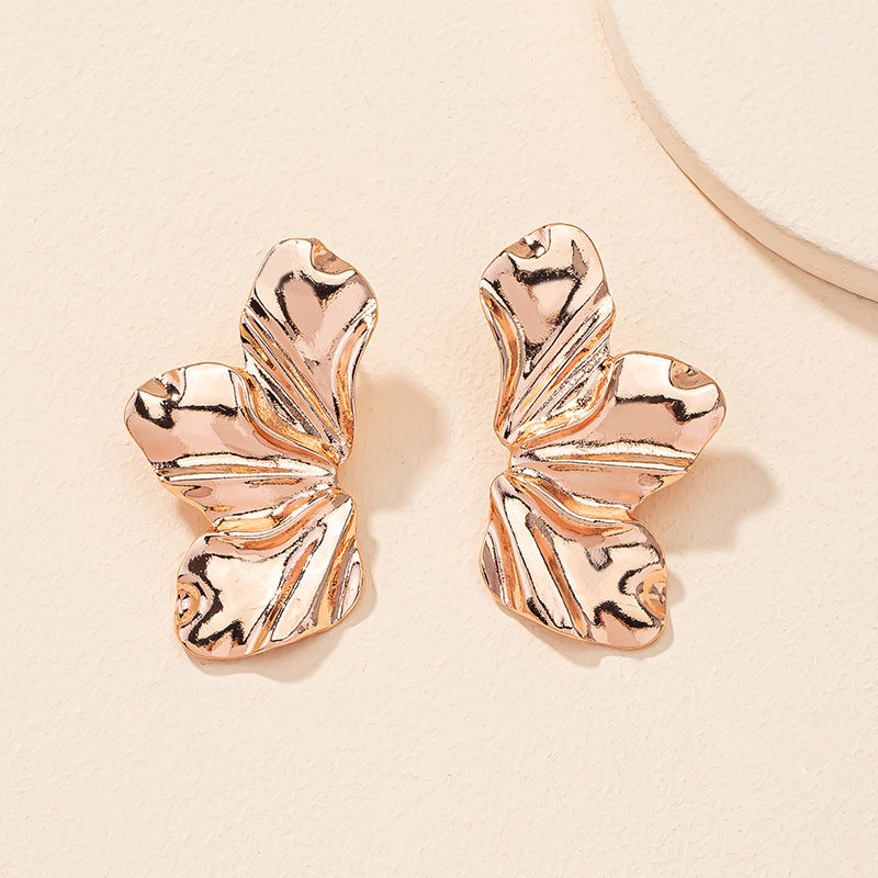 Retro Irregular Leaf Metal Earrings - Vienna Verve Collection