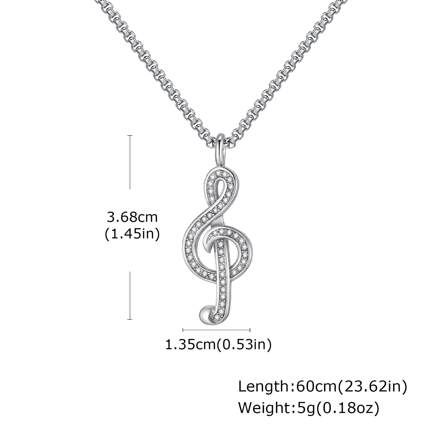 Planderful Music Note Necklace Unisex Zircon Pendant