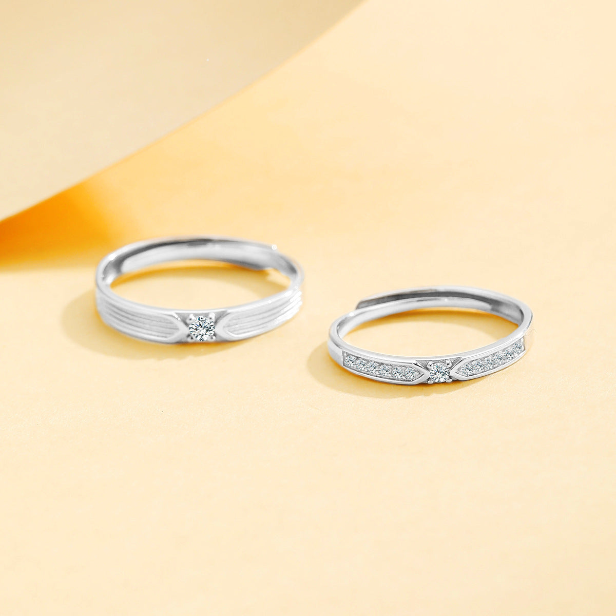 Planderful Jewelry Everyday Genie Sterling Silver Zircon Couple Ring Set For Men And Women