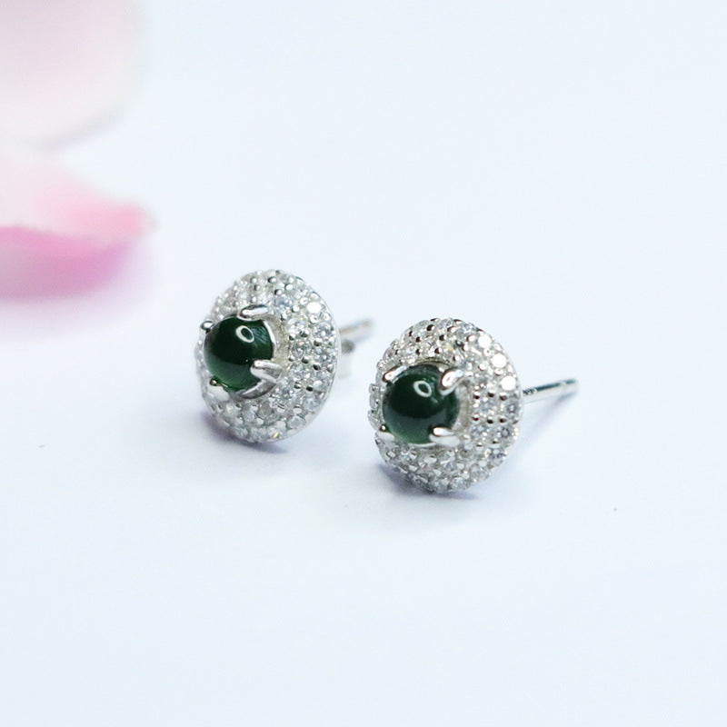 Ice Green Jadeite Earrings with Sterling Silver Accents