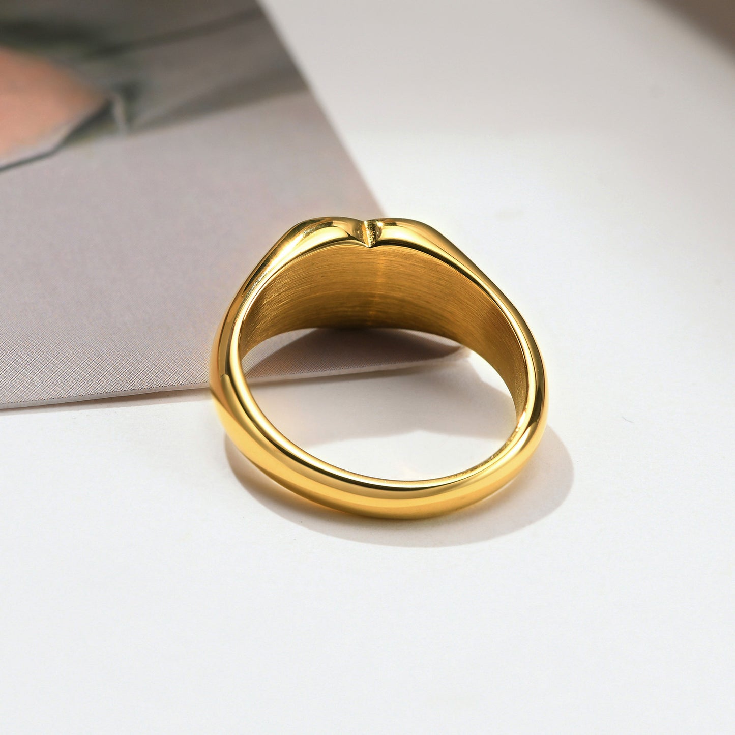 Cross-Border Jewelry Stainless Steel Zircon Heart Ring Gold Women's Ring