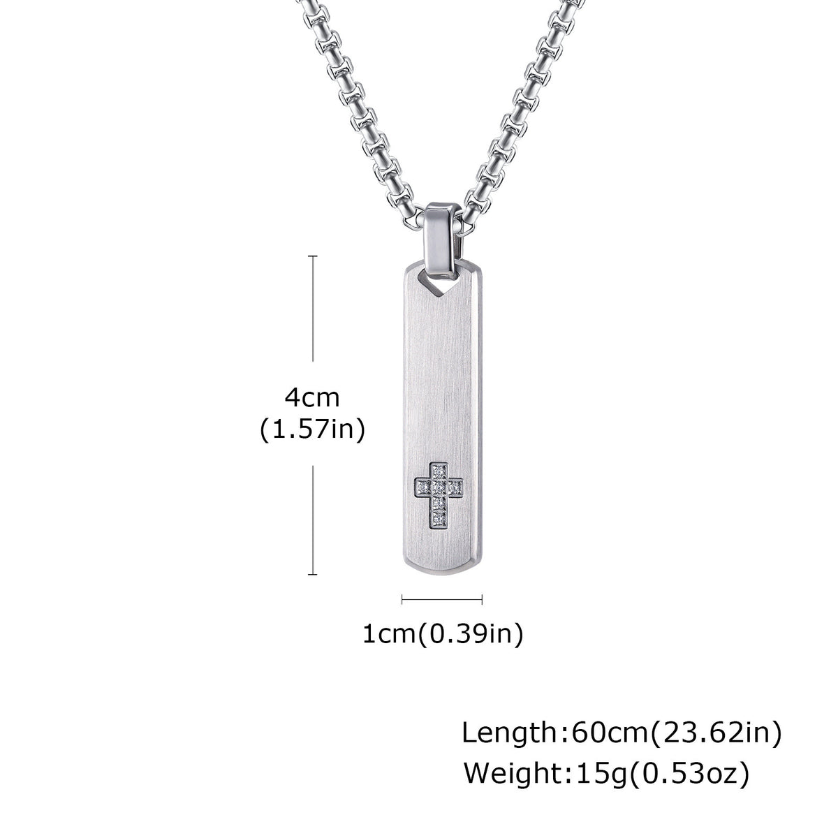 Cross Zircon Geometric Textured Stainless Steel Necklace for Men