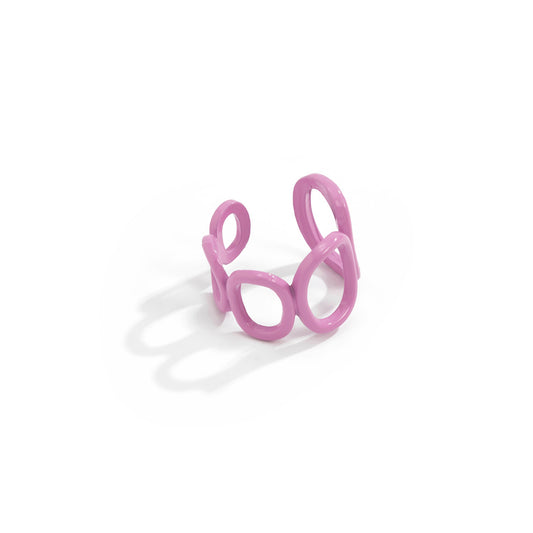 Funky Geometric Alloy Ring with Adjustable Opening for Edgy Female Handpiece