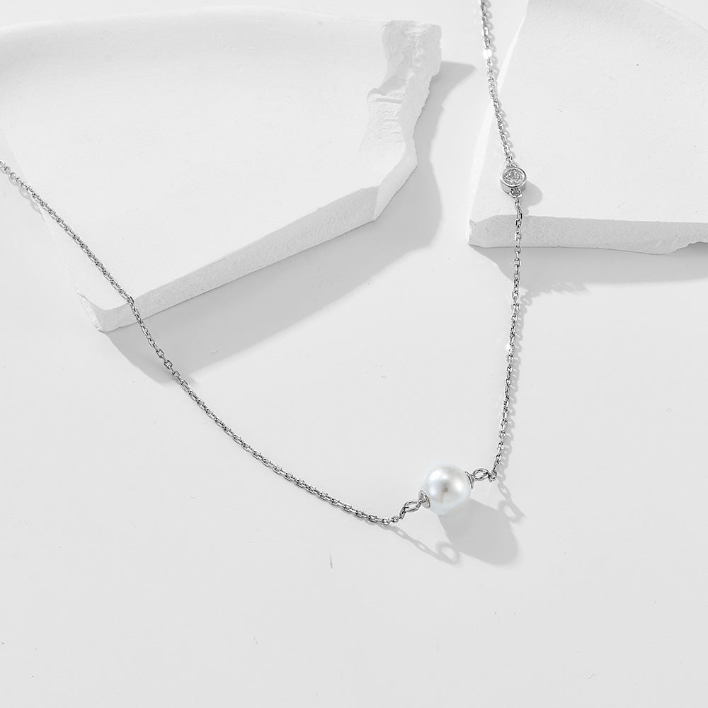 S925 Silver Bead Necklace Advanced Sense Single Pearl