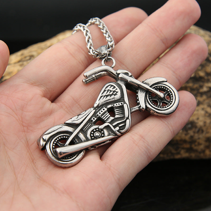 Stylish Motorcycle Pendant Stainless Steel Necklace Jewelry for Men